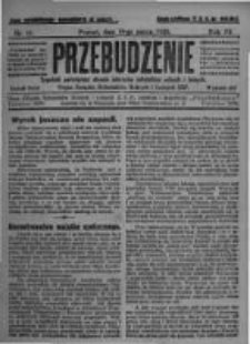 Przebudzenie: tygodnik poświęcony obronie interesów robotników rolnych i leśnych. Organ Związku Robotników Rolnych i Leśnych ZZP. 1925.03.19 R.7 Nr11