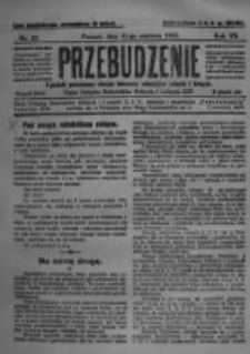 Przebudzenie: tygodnik poświęcony obronie interesów robotników rolnych i leśnych. Organ Związku Robotników Rolnych i Leśnych ZZP. 1925.06.11 R.7 Nr23