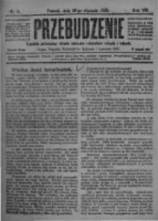Przebudzenie: tygodnik poświęcony obronie interesów robotników rolnych i leśnych. Organ Związku Robotników Rolnych i Leśnych ZZP. 1926.01.28 R.8 Nr4