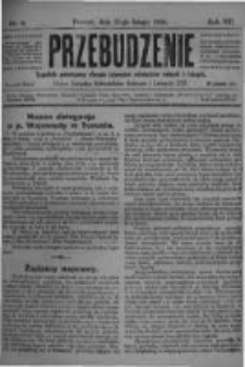 Przebudzenie: tygodnik poświęcony obronie interesów robotników rolnych i leśnych. Organ Związku Robotników Rolnych i Leśnych ZZP. 1926.02.11 R.8 Nr6