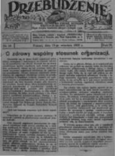 Przebudzenie: tygodnik poświęcony obronie interesów robotników rolnych i leśnych. Organ Związku Robotników Rolnych i Leśnych ZZP. 1927.09.15 R.9 Nr37