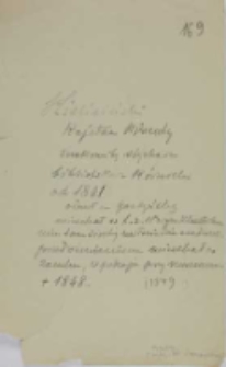 Notatka Władysława Zamoyskiego o K. W. Kielisińskim