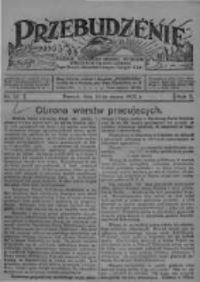 Przebudzenie: tygodnik poświęcony obronie interesów robotników rolnych i leśnych. Organ Związku Robotników Rolnych i Leśnych ZZP. 1928.03.22 R.10 Nr12