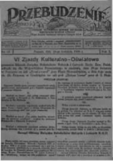 Przebudzenie: tygodnik poświęcony obronie interesów robotników rolnych i leśnych. Organ Związku Robotników Rolnych i Leśnych ZZP. 1928.04.26 R.10 Nr17
