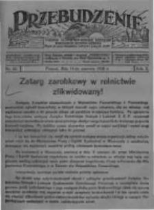 Przebudzenie: tygodnik poświęcony obronie interesów robotników rolnych i leśnych. Organ Związku Robotników Rolnych i Leśnych ZZP. 1928.06.14 R.10 Nr24