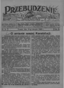 Przebudzenie: tygodnik poświęcony obronie interesów robotników rolnych i leśnych. Organ Związku Robotników Rolnych i Leśnych ZZP. 1928.08.16 R.10 Nr33