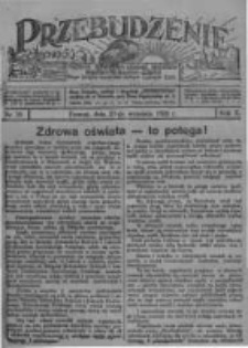 Przebudzenie: tygodnik poświęcony obronie interesów robotników rolnych i leśnych. Organ Związku Robotników Rolnych i Leśnych ZZP. 1928.09.27 R.10 Nr39