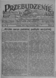 Przebudzenie: tygodnik poświęcony obronie interesów robotników rolnych i leśnych. Organ Związku Robotników Rolnych i Leśnych ZZP. 1928.11.15 R.10 Nr46