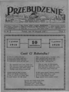 Przebudzenie: tygodnik poświęcony obronie interesów robotników rolnych i leśnych. Organ Związku Robotników Rolnych i Leśnych ZZP. 1928.11.29 R.10 Nr48