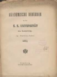 Akademische Behörden an der K.K. Universität zu Lemberg in Studien - Jahre 1877/1878