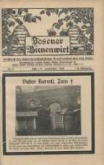 Posener Bienenwirt: Gartenfreund und Kleintierz&uuml;chter: Zeitschrift des Bienenwirtschaftlichen Provinzialvereins von Posen 1908.09 Jg.2 Nr9