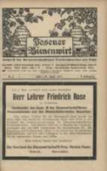 Posener Bienenwirt: Zeitschrift des Bienenwirtschaftlichen Provinzialvereins von Posen 1911.04 Jg.5 Nr4