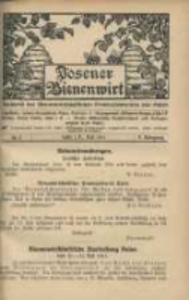 Posener Bienenwirt: Zeitschrift des Bienenwirtschaftlichen Provinzialvereins von Posen 1911.07 Jg.5 Nr7