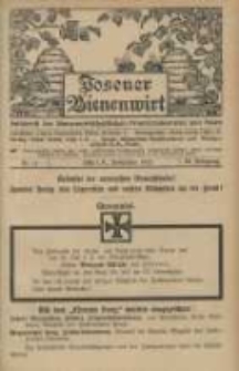 Posener Bienenwirt: Zeitschrift des Bienenwirtschaftlichen Provinzialvereins von Posen 1915.11 Jg.9 Nr11