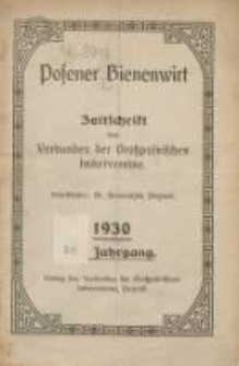 Posener Bienenwirt: Zeitschrift des Verbandes der Großpolnischen Imkervereine 1930.01 Jg.24 Nr1