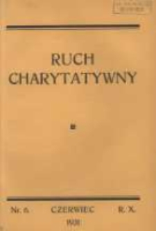 Ruch Charytatywny: miesięcznik Związku Towarzystw Dobroczynności "Caritas" i Rad Wyższych Konferencji św. Wincentego a Paulo Męskich i Żeńskich 1931 czerwiec R.10 Nr6
