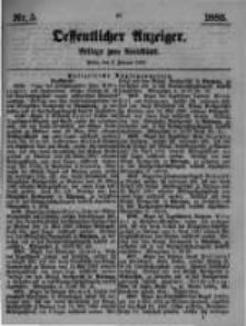 Oeffentlicher Anzeiger. Beilage zum Amtsblatt. Nr.5. 1885