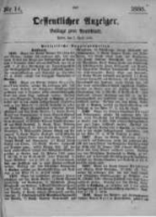 Oeffentlicher Anzeiger. Beilage zum Amtsblatt. Nr.14. 1885
