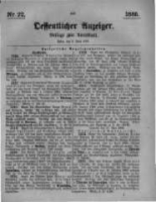 Oeffentlicher Anzeiger. Beilage zum Amtsblatt. Nr.22. 1885