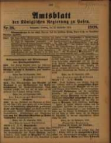 Amtsblatt der Königlichen Regierung zu Posen. 1908.09.22 Nro.38