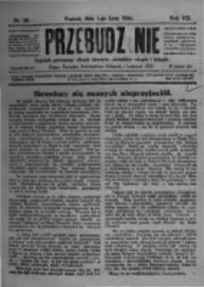 Przebudzenie: tygodnik poświęcony obronie interesów robotników rolnych i leśnych. Organ Związku Robotników Rolnych i Leśnych ZZP. 1926.07.01 R.8 Nr26