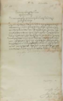 List Jana Firleia do króla Zygmunta III, Markuszów 06.06.1602