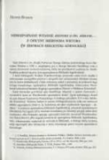 Nierozpoznane wydanie "Historii o św. Józefie..." z oficyny Hieronima Wiatora (w zbiorach Biblioteki Kórnickiej). Pamiętnik Biblioteki Kórnickiej Z. 27.