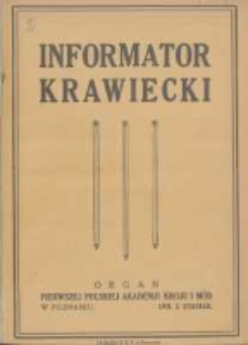 Informator Krawiecki: organ wychodzący z Pierwszej Polskiej Akademji Kroju i M&oacute;d w Poznaniu 1922.01.15 R.1 Nr2