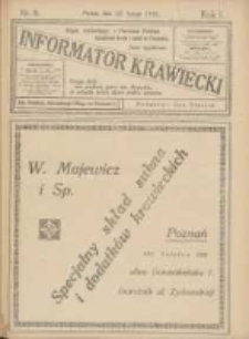 Informator Krawiecki: organ wychodzący z Pierwszej Polskiej Akademji Kroju i M&oacute;d w Poznaniu 1922.02.23 R.1 Nr8