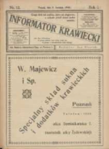 Informator Krawiecki: organ wychodzący z Pierwszej Polskiej Akademji Kroju i M&oacute;d w Poznaniu 1922.04.08 R.1 Nr12