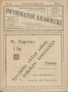 Informator Krawiecki: organ wychodzący z Pierwszej Polskiej Akademji Kroju i M&oacute;d w Poznaniu 1922.08.30 R.1 Nr20