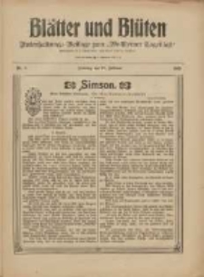 Blätter und Blüten: unterhaltungs-Beilage zum "Wollsteiner Tageblatt" 1909.02.21 Nr8