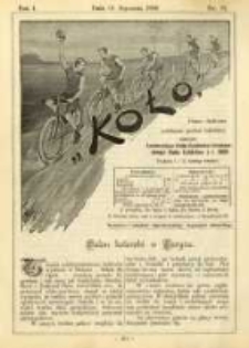 Koło: pismo fachowe poświęcone sportowi kołowemu: organ Lwowskiego Klubu Cyklistów i Krakowskiego Klubu Cyklistów z r.1892 1896.01.15 R.1 Nr22