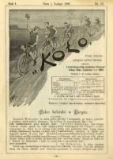 Koło: pismo fachowe poświęcone sportowi kołowemu: organ Lwowskiego Klubu Cyklistów i Krakowskiego Klubu Cyklistów z r.1892 1896.02.01 R.1 Nr23