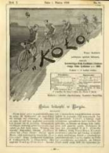 Koło: pismo fachowe poświęcone sportowi kołowemu: organ Lwowskiego Klubu Cyklistów i Krakowskiego Klubu Cyklistów z r.1892 1896.03.01 R.1 Nr24
