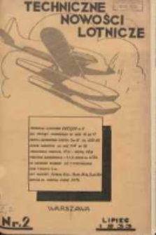 Techniczne Nowości Lotnicze: miesięcznik techniczno-naukowy poświęcony lotnictwu 1933.07 R.1 Nr2