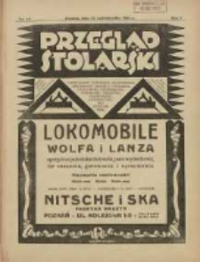 Przegląd Stolarski: dwutygodnik poświęcony zagadnieniom architektury wnętrz a mianowicie: stolarstwu, rzeźbiarstwu, tapicerstwu, tokarstwu, koszykarstwu, zdobnictwu oraz handlowi mebli: organ Związku Polskich Cechów Stolarskich 1927.10.15 R.1 Nr14
