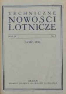 Techniczne Nowości Lotnicze: organ Związku Polskich Inżynierów Lotniczych 1936.07 R.4 Nr7