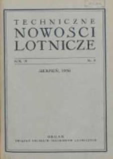 Techniczne Nowości Lotnicze: organ Związku Polskich Inżynierów Lotniczych 1936.08 R.4 Nr8