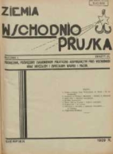 Ziemia Wschodnio-Pruska: miesięcznik poświęcony zagadnieniom polityczno-gospodarczym Prus Wschodnich oraz obyczajom i zwyczajom Warmji i Mazur 1929.08 R.1 Nr4