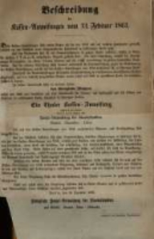 Beschreibung der Rassen= Anweisungen vom 13. Februar 1861.