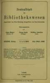 Zentralblatt für Bibliothekswesen. 1922.01-02 Jg.39 heft 1-2
