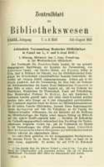 Zentralblatt für Bibliothekswesen. 1922.07-08 Jg.39 heft 7-8