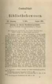 Centralblatt für Bibliothekswesen. 1886.08 Jg.3 heft 8