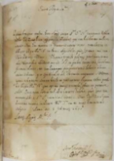 List Cintiusa do króla Zygmunta III, Rzym 05.02.1600