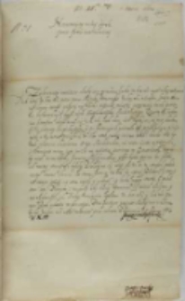 List Jana Zamoyskiego do króla Zygmunta III, Zamość 01.03.1604