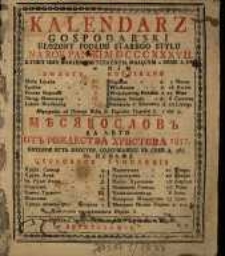 Kalendarz Gospodarski ułozony podług starego stylu na Rok Pański MDCCCXXXVII ktory jest rokiem zwyczaynym, mającym w sobie d. 365 &hellip;