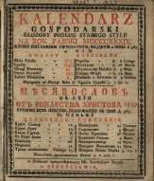 Kalendarz Gospodarski ułozony podług starego stylu na Rok Pański MDCCCXXXIX ktory jest rokiem zwyczaynym, mającym w sobie d. 365 &hellip;