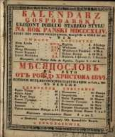 Kalendarz Gospodarski ułożony podług starego stylu na Rok Pański MDCCCXLIV ktory jest rokiem przestępnym, mającym w sobie dni 366&hellip;