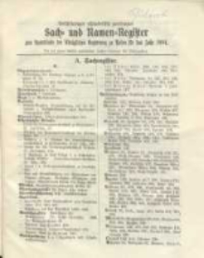 Vollständiges alphabetisch geordnetes Sach= und Namenr=Register zum Amtsblatte der Königlichen Regierung zu Posen für das Jahr1904